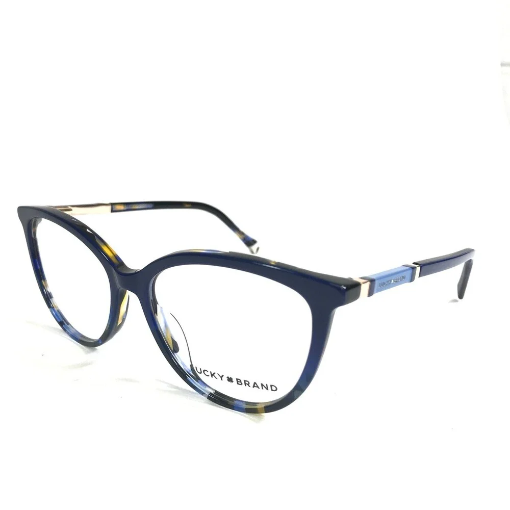 Lucky Brand Eyeglasses Frames D226 BLUE Gold Brown Tortoise Cat Eye 52-16-135
